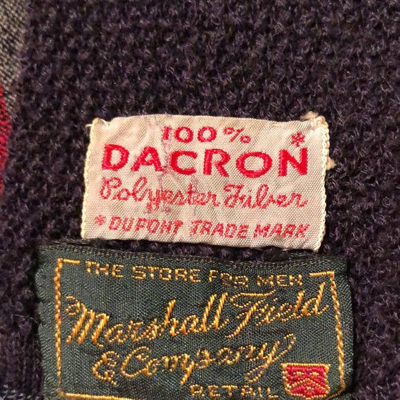 Retro Knit Textured Slim Tie Square Profile VTG Marshall Field’s Dark Blue - Picture 3 of 6